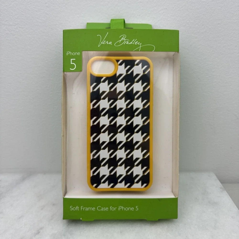 Vera Bradley iPhone 5 Soft Case Hello Yellow Midnight Hounds Tooth